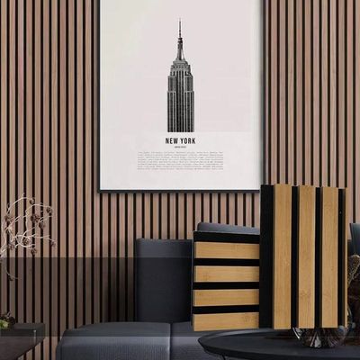 Installazione rapida pannello acustico a parete in fibra di poliestere di legno in ardesia per decorazioni interne