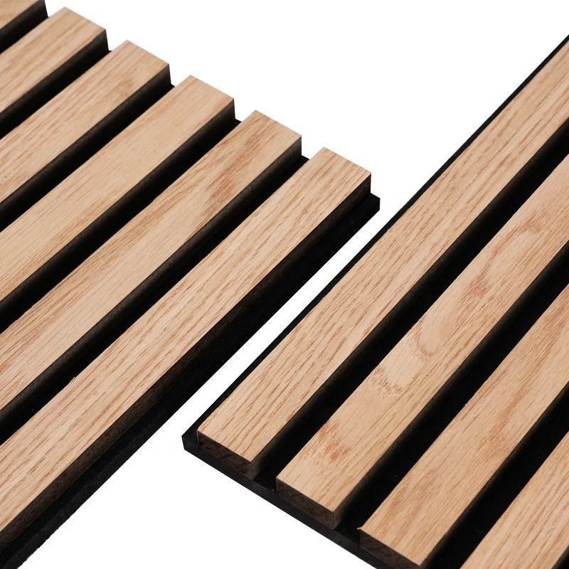 Installazione rapida pannello acustico a parete in fibra di poliestere di legno in ardesia per decorazioni interne
